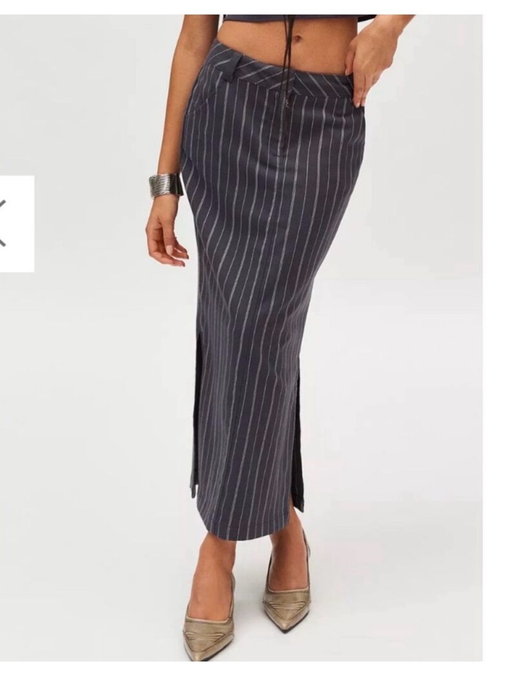 Urban Outfitters Charcoal Pinstripe Pencil Maxi Skirt